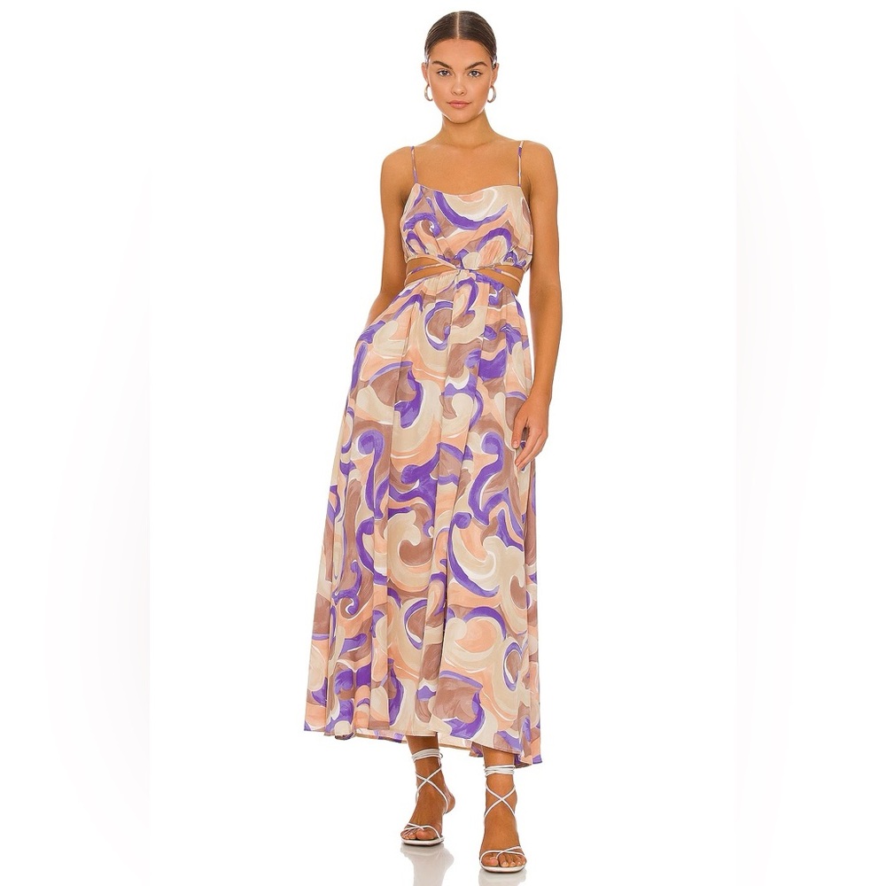 NWT ASTR the Label Women's Sanger Cutout Maxi Dress in Purple Peach Swirl - XS